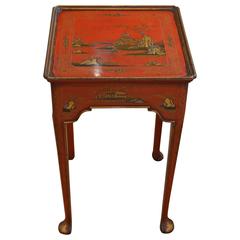 Antique Red Chinoiserie Side Table