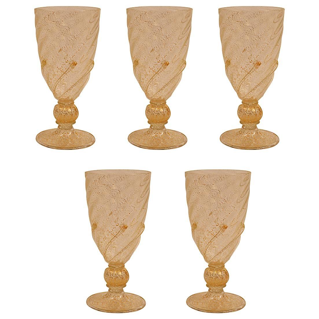 Set of Five Venetian Goblets