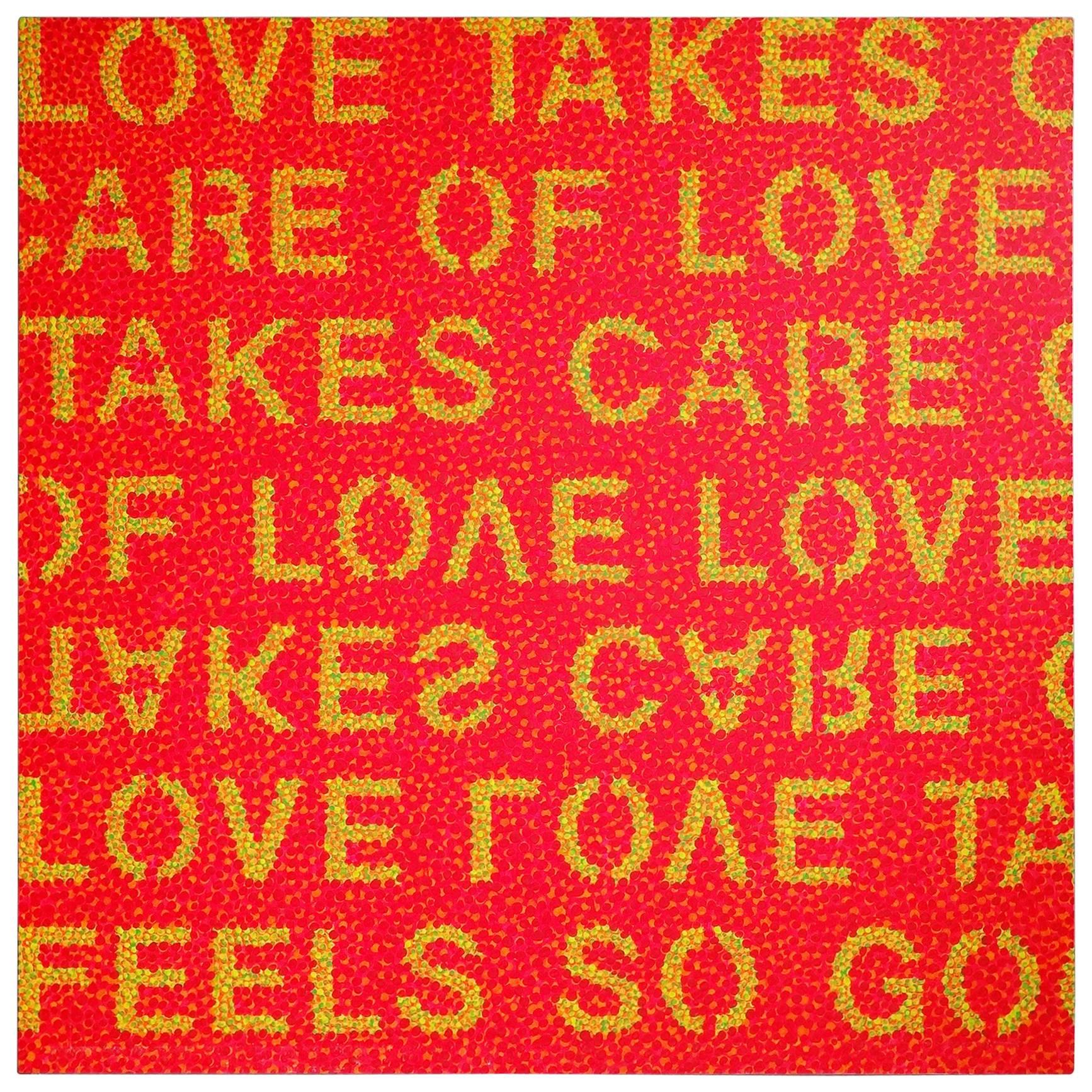 Acrylic Text Painting by David Holland, circa 2001 original; Modern Love For Sale