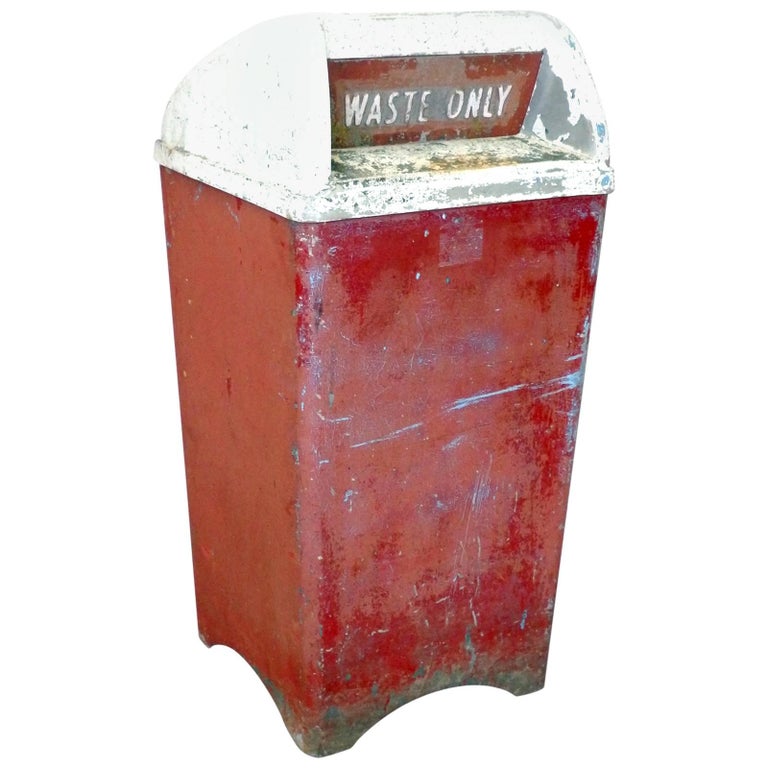 Large Moderne Industrial Cast Aluminum Waste Basket or Trash Can For Sale at 1stDibs