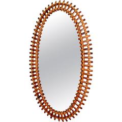 French Riviera Bamboo Mirror, 1950s 12