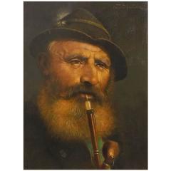 „The Old Woodsman“, Original-Ölgemälde des deutschen Malers Bernhard Funke