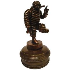 Antique Michelin Man Bronze Car Mascot, Hood Ornament, Automobilia