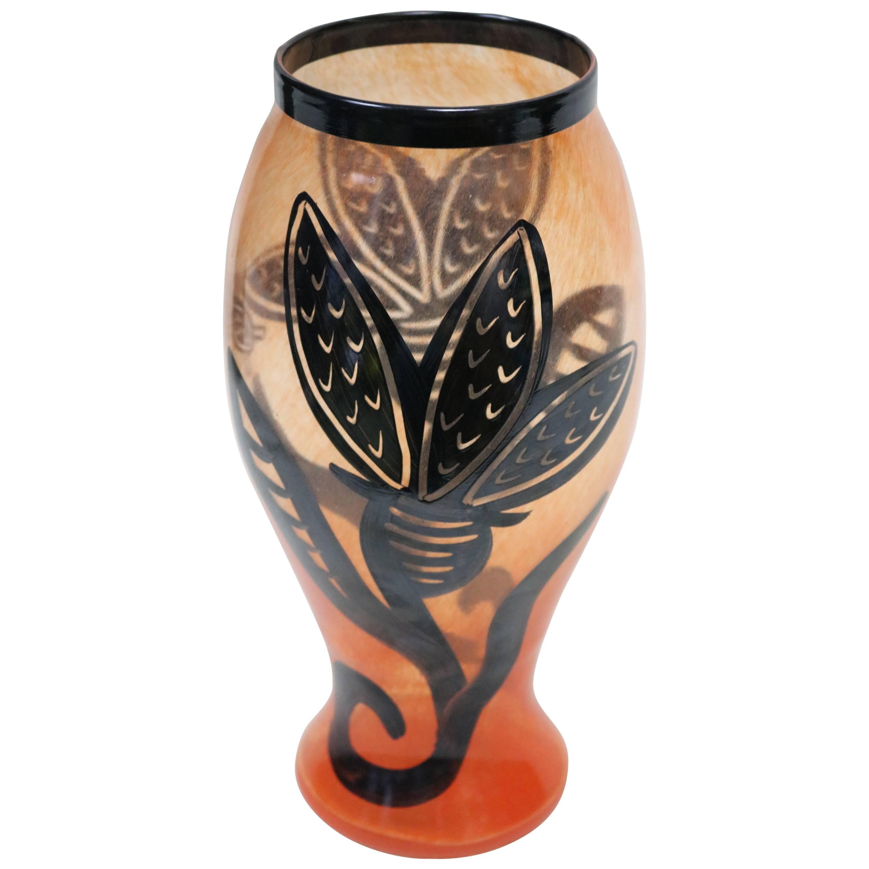 Kosta Boda Art Glass Vase Signed Artist Ulrica Hydman-Vallien For Sale