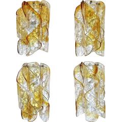 Four Italian Mazzega Murano Swirled Glass Sconces 11