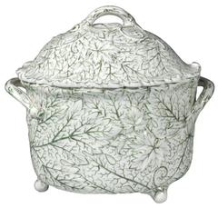 Antique Wedgwood Pearlware Moulded Leaf Tureen and Cover, circa 1877