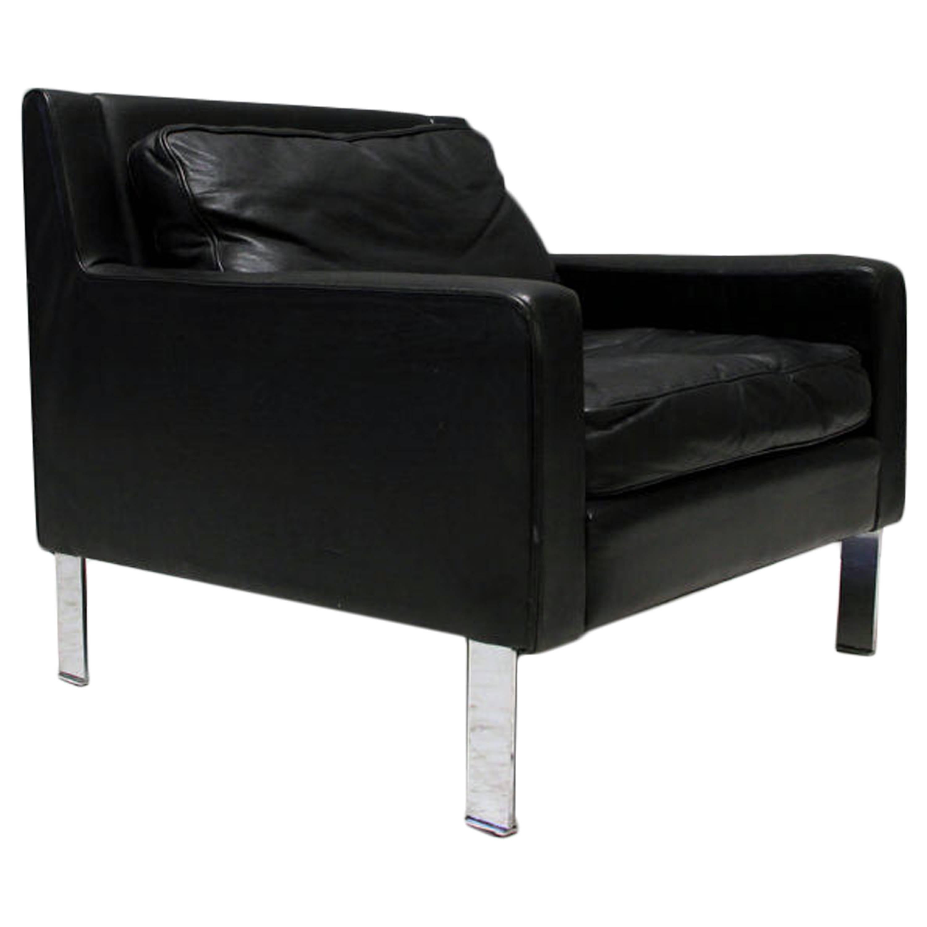 Black Leather Armchair by Hans Konecke for Tecta, Germany, 1965 For Sale