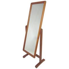 Vintage Danish Teak Full Length Pivoting Cheval Mirror Attributed to Pedersen & Hansen