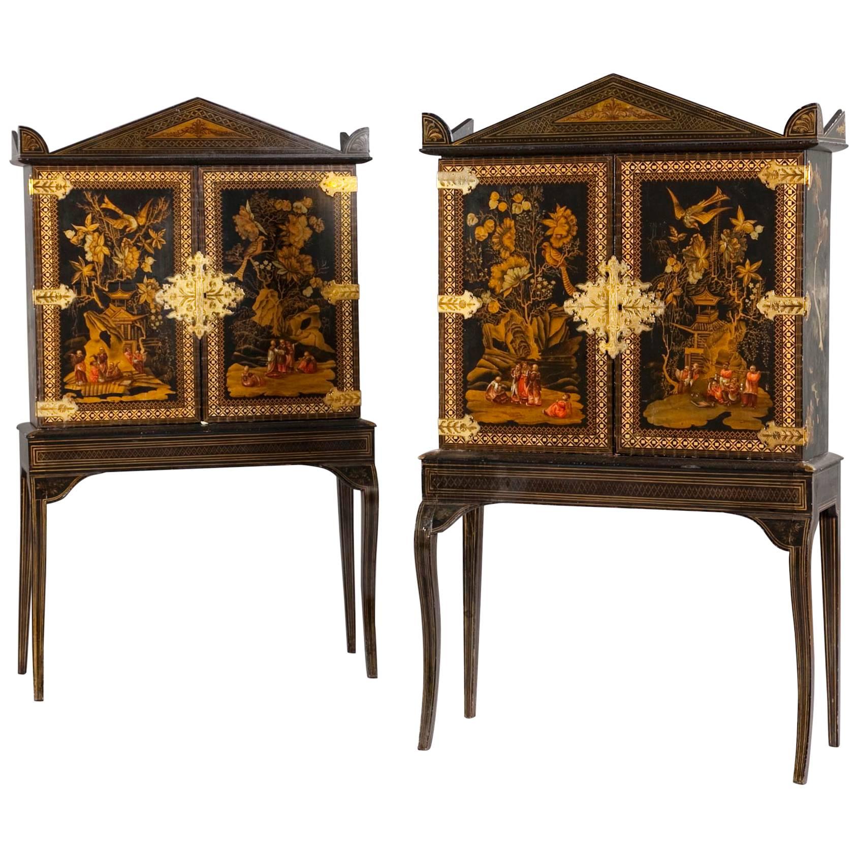 Pair of George IV Japanned Cabinets For Sale