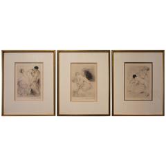 Three Louis Icart Erotic Etchings Signed