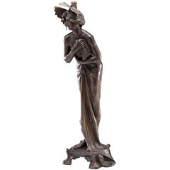 Lucien Charles Edouard Alliot Art Nouveau Bronze Sculpture "Phalene"