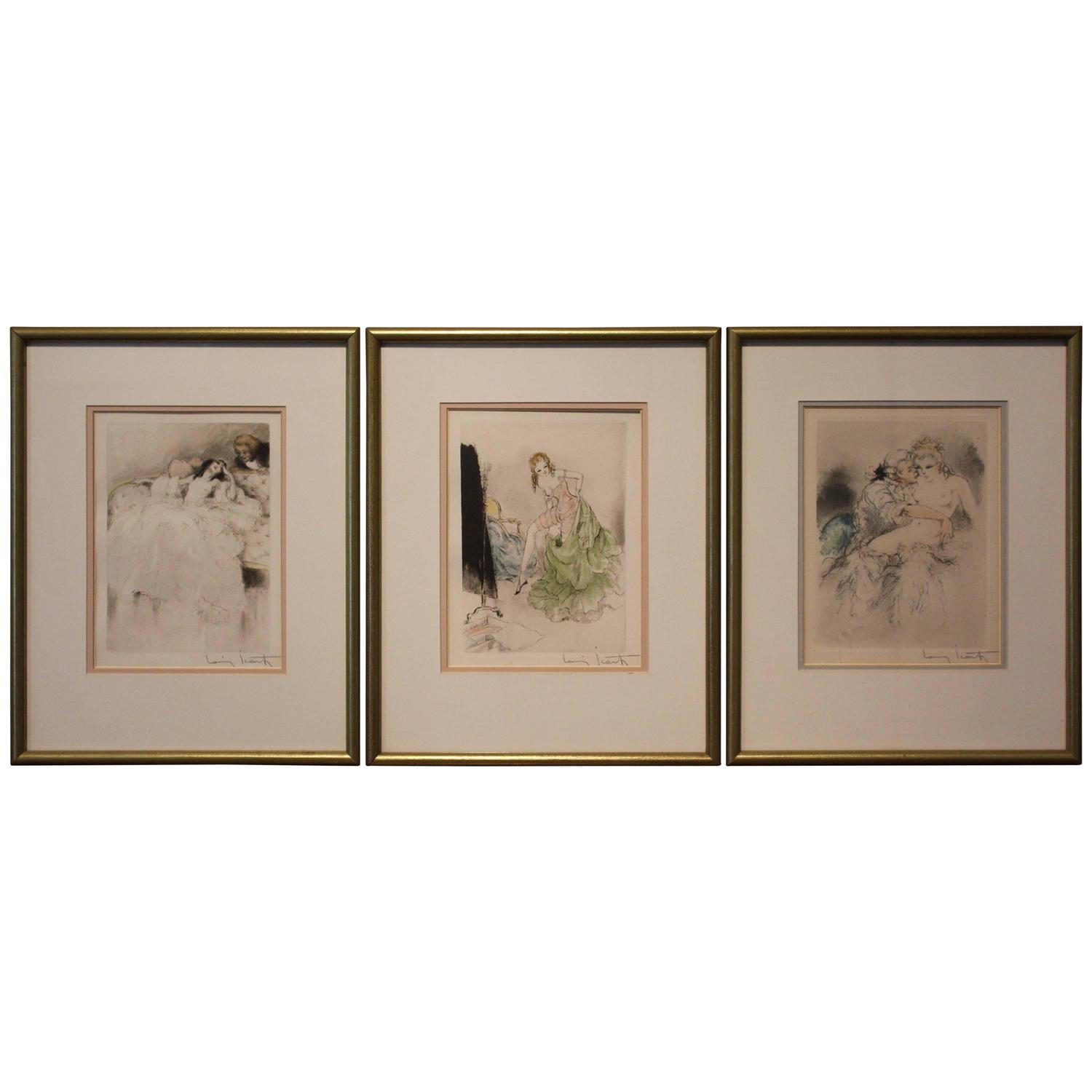 Three Louis Icart Erotic Etchings, 1938, Signed For Sale at 1stdibs