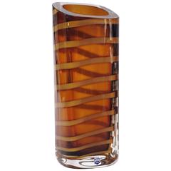 Gorgeous Amber Murano Glass Vase by Cenedese