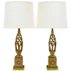 Pair of Frederick Cooper Carved and Limed Barley Twist Table Lamps 3