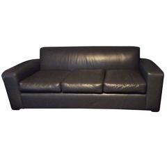 Art Deco Style Leather Sofa, Club Chair and Ottoman