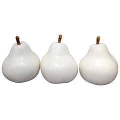 Three Great Ceramic Pears with Stems