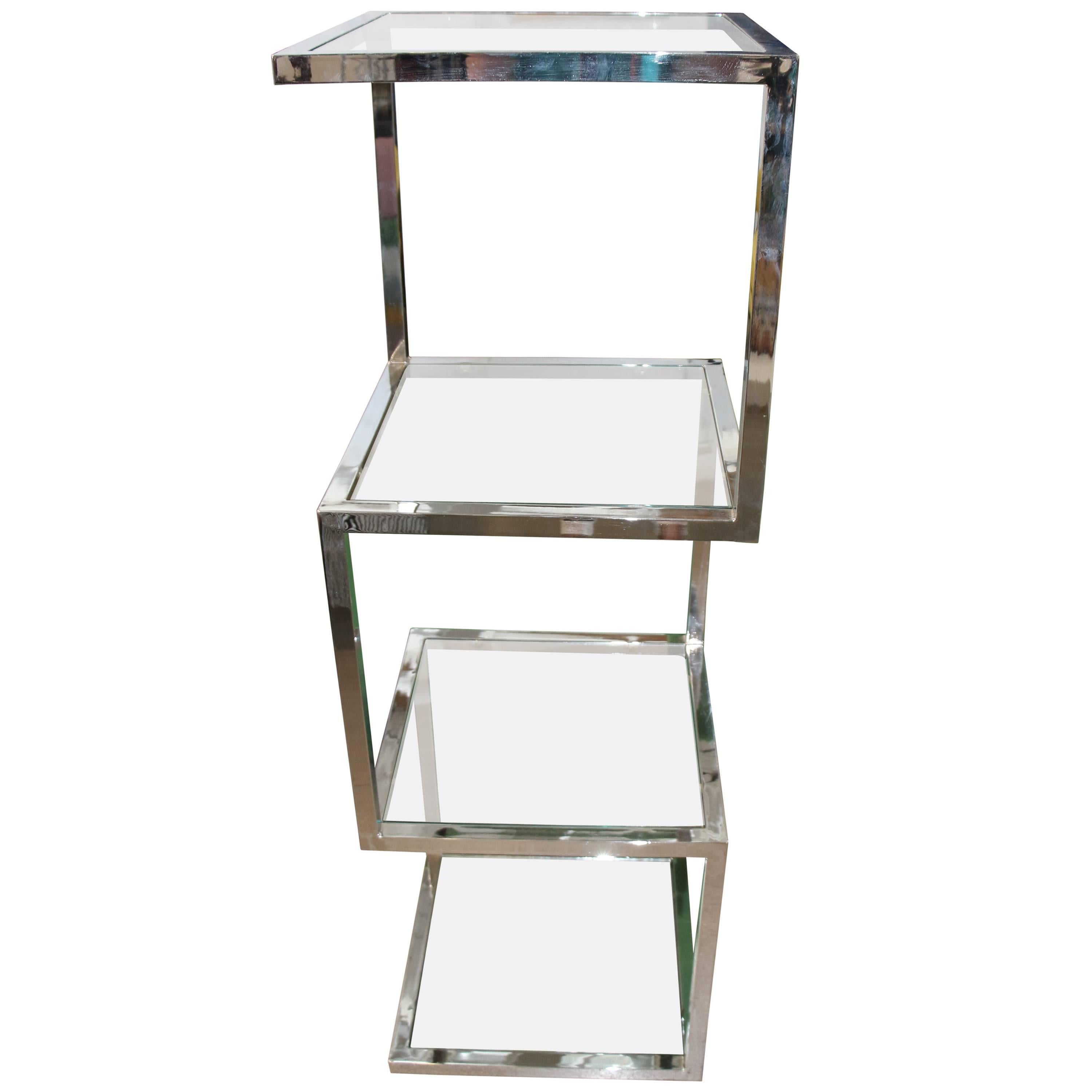 Milo Baughman Chrome Etagere with Asymmetrical Form