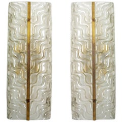 Pair of Large Textured Murano Glass Wall Sconces by Barovier