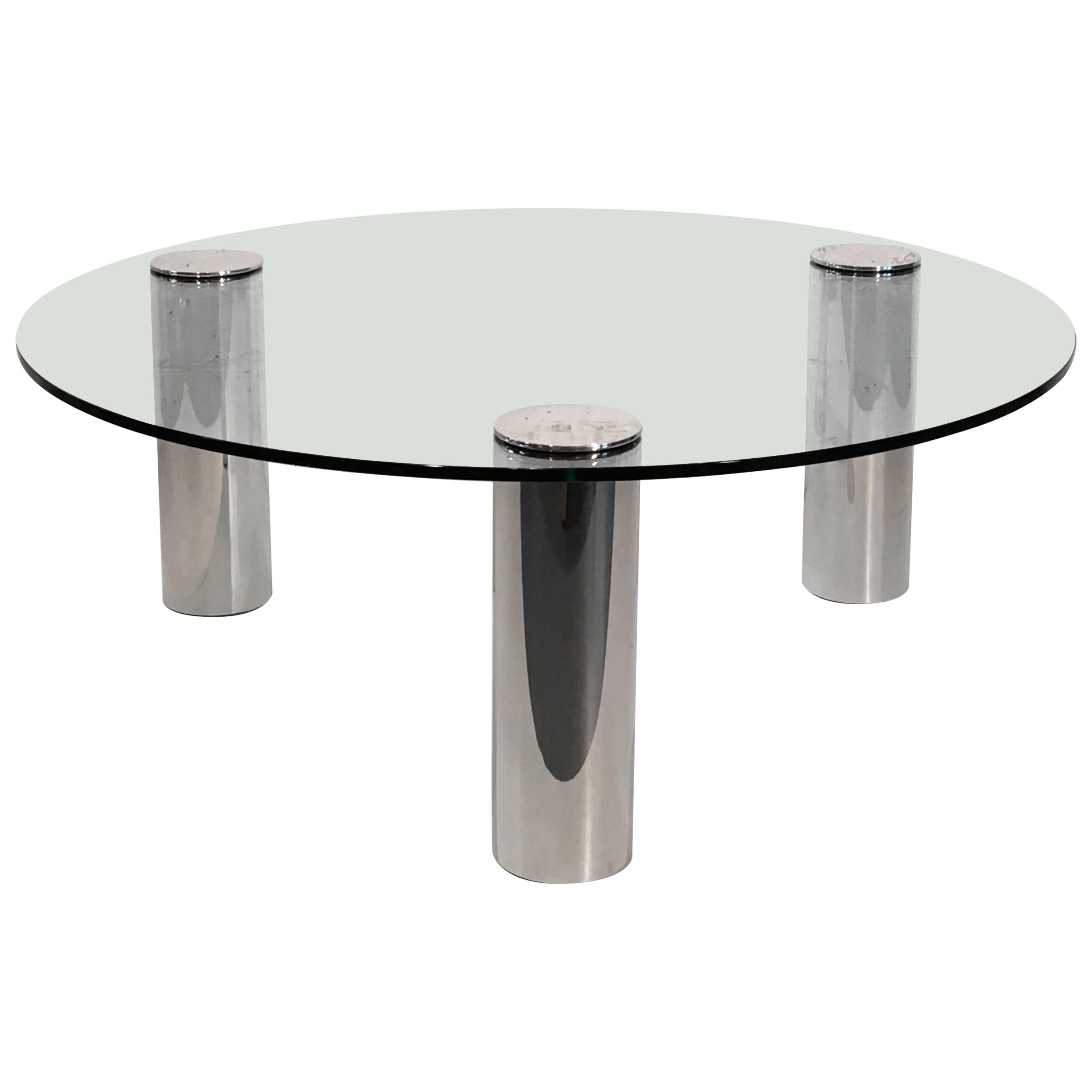 Nickel and Glass Cocktail Table by Pace Collection