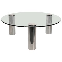 Vintage Nickel and Glass Cocktail Table by Pace Collection