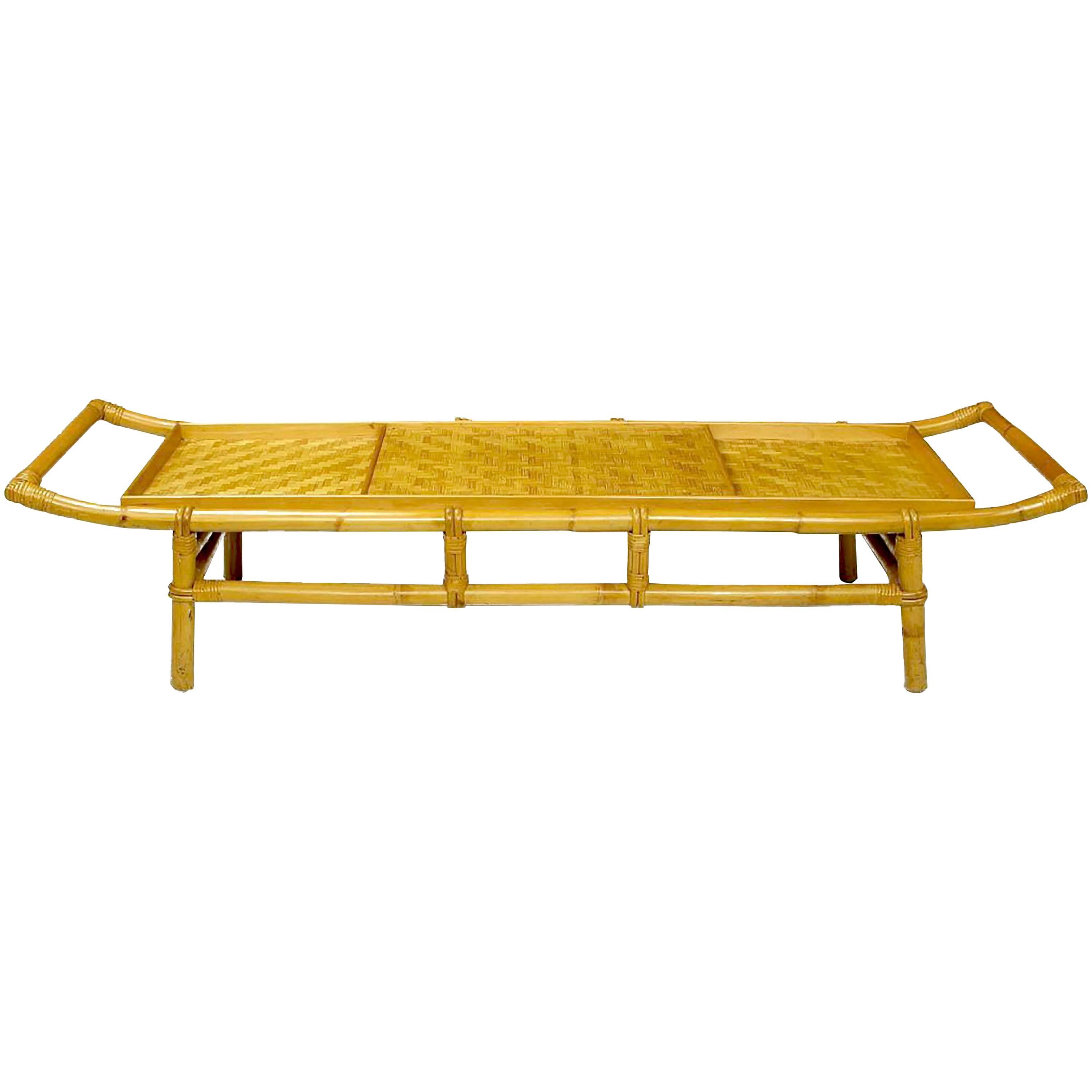 John Wisner Long and Low Pagoda Form Bamboo Coffee Table