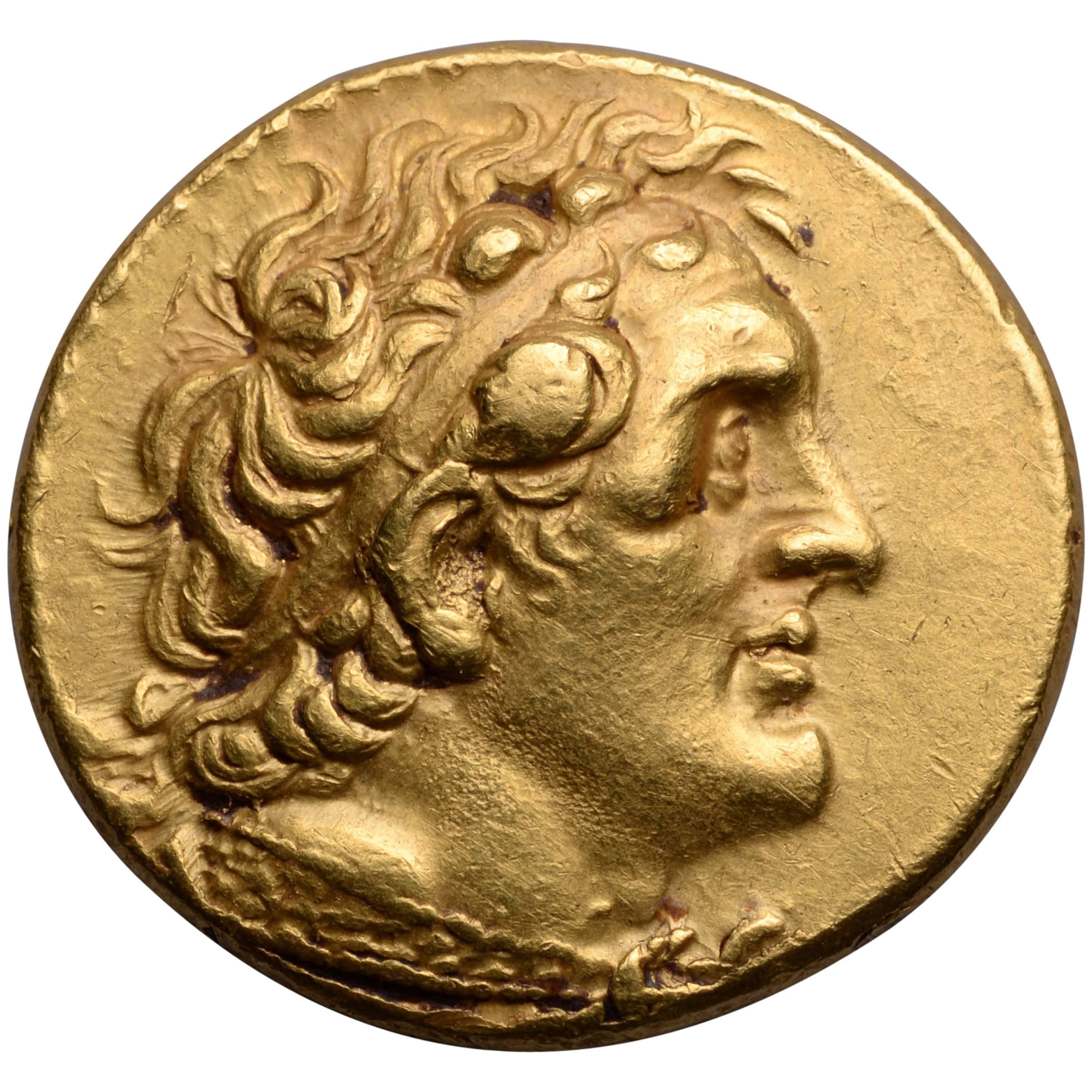 Ancient Greek Gold Pentadrachm Coin of Ptolemy II, 274 BC