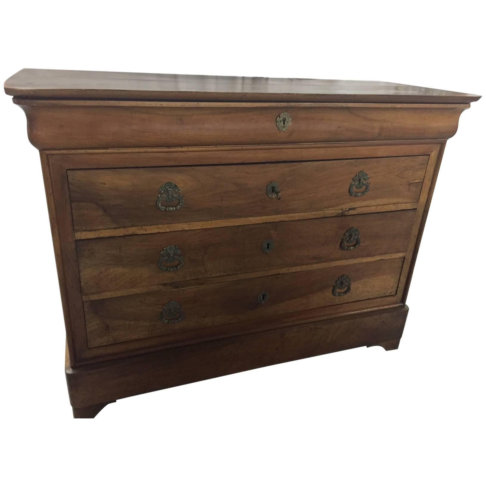 Louis Philippe Burled Walnut Chest from Normandy For Sale