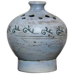 Pastel Blue Ceramic Sgraffito Vase by Jacques Blin, France, 1950s 2