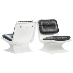 Retro Albert Jacob plastic and leather Chairs for Grosfillex