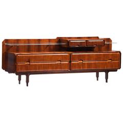 Long Italian rosewood and glass Chest