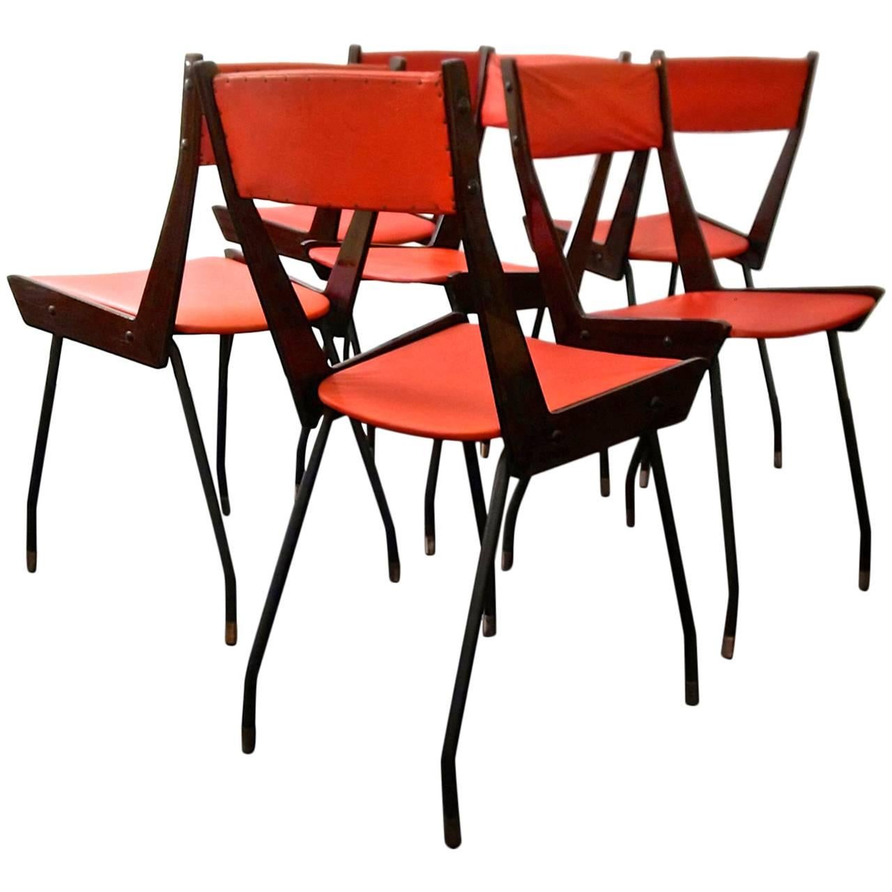 Set of Six Mid-Century RB Italia Chairs For Sale