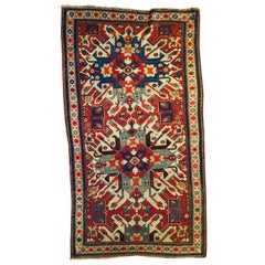 Antique Late 19th Century Eagle Kazak Chelaberd Wool Rug Carpet