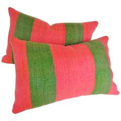 Custom Moroccan Pillows Cut from a Vintage Hand Loomed Wool Rug, Atlas Mountains