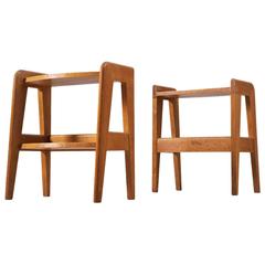 Charles Dudouyt Pair of Side Tables in Solid Oak