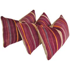 Custom Group of Pillows Cut from a Vintage Hand Loomed Wool Moroccan Berber Rug