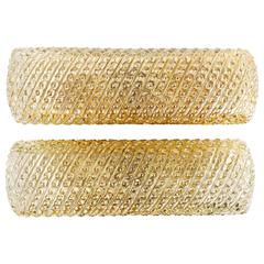 Pair of Square Amber Bubble Glass Sconces by Limburg, Germany, 1970s