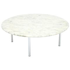 Carrara Marble and Chrome Round Coffee Table by Erwine & Estelle Laverne, 1954