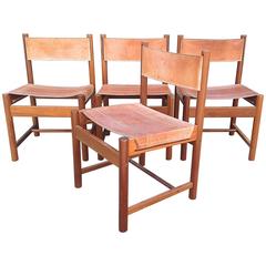 Michel Arnoult Set of Four Sling Chairs in Jacaranda and Leather