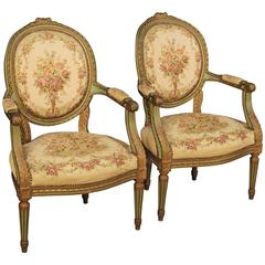 20th Century Pair of French Armchairs in Louis XVI Style