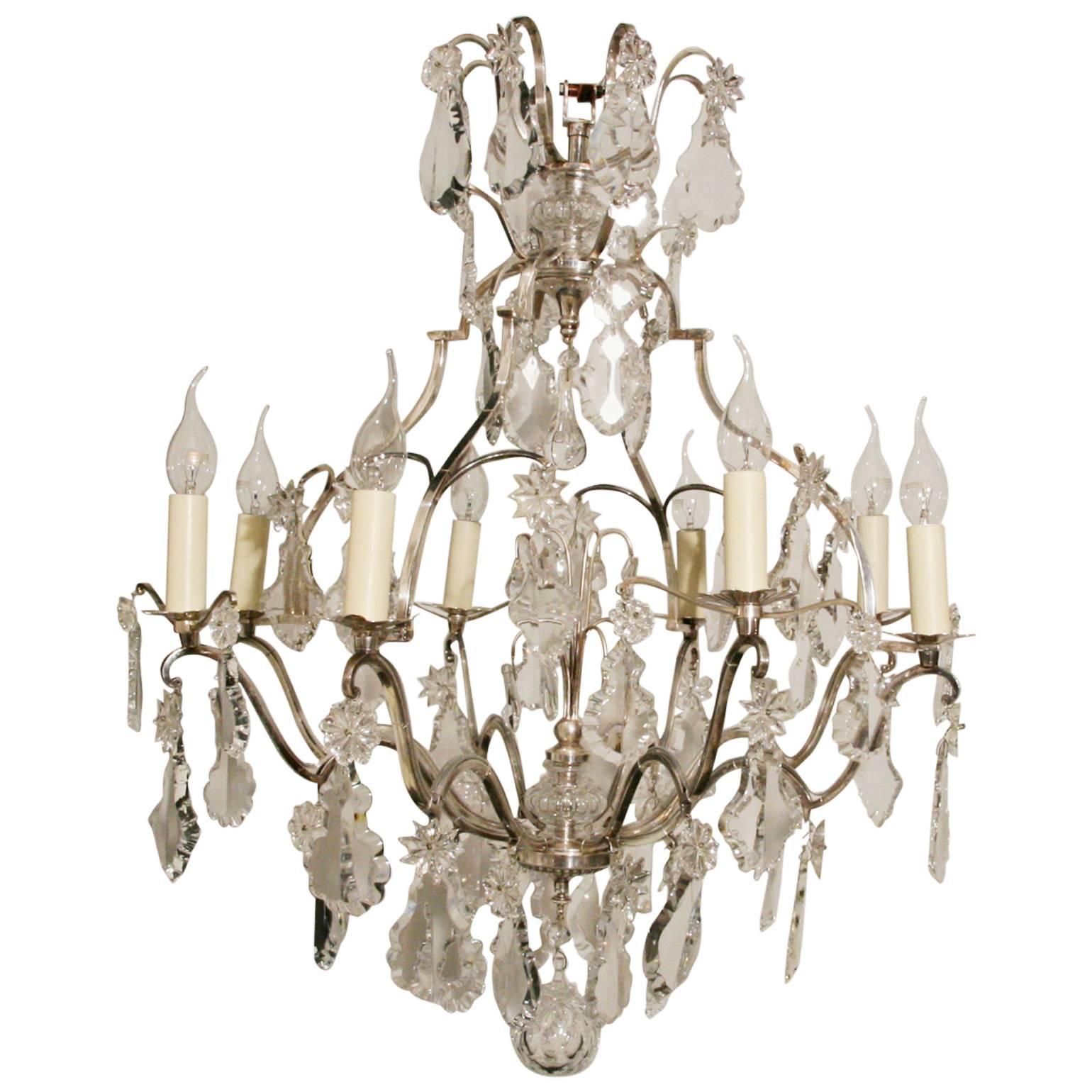 Silvered Bird Cage Form Chandelier For Sale