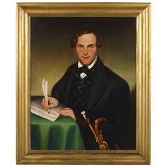 Portrait of a Gentleman Holding a Horn While Writing Music