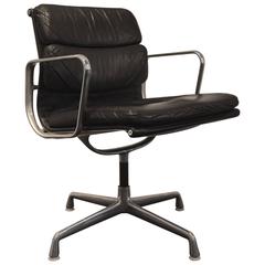Charles & Ray Eames EA 208 Leather and Chrome Low Back Soft Pad Chair