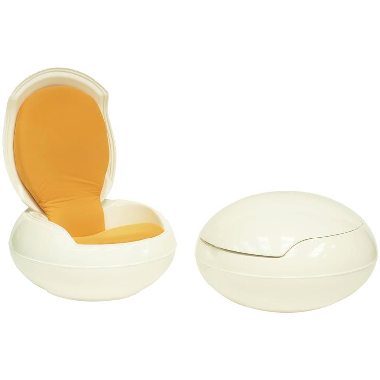 1960s Ghyczy White Garden Egg Chair Space Age Design at 1stDibs space age egg chair, space age