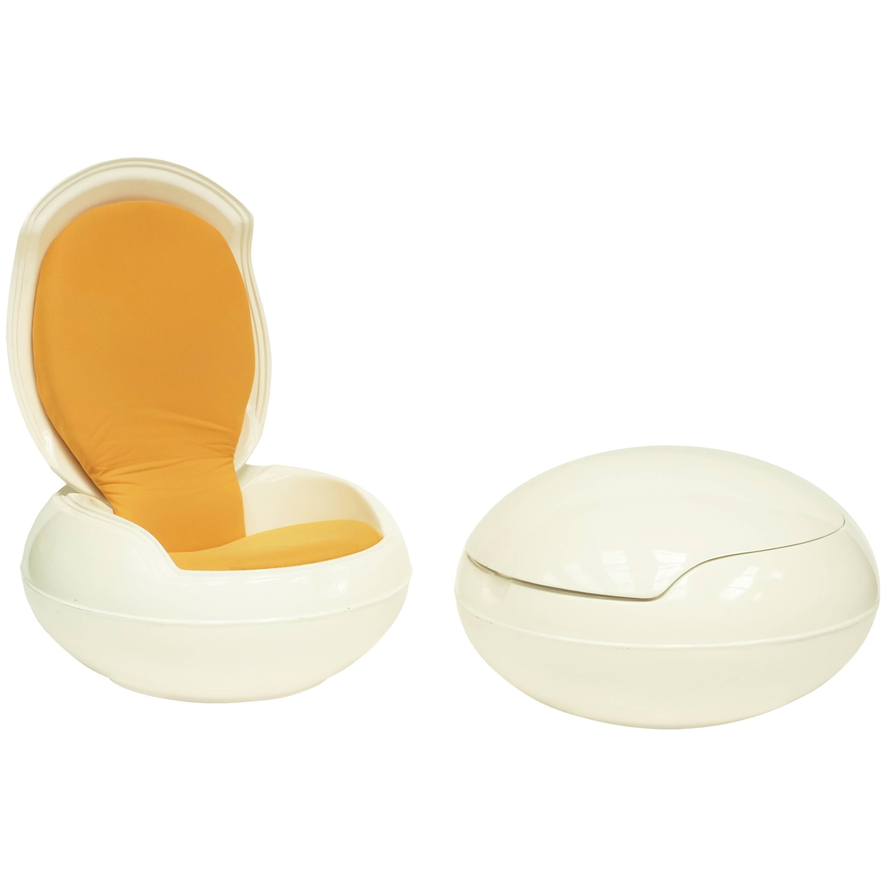 1960s Ghyczy White Garden Egg Chair Space Age Design