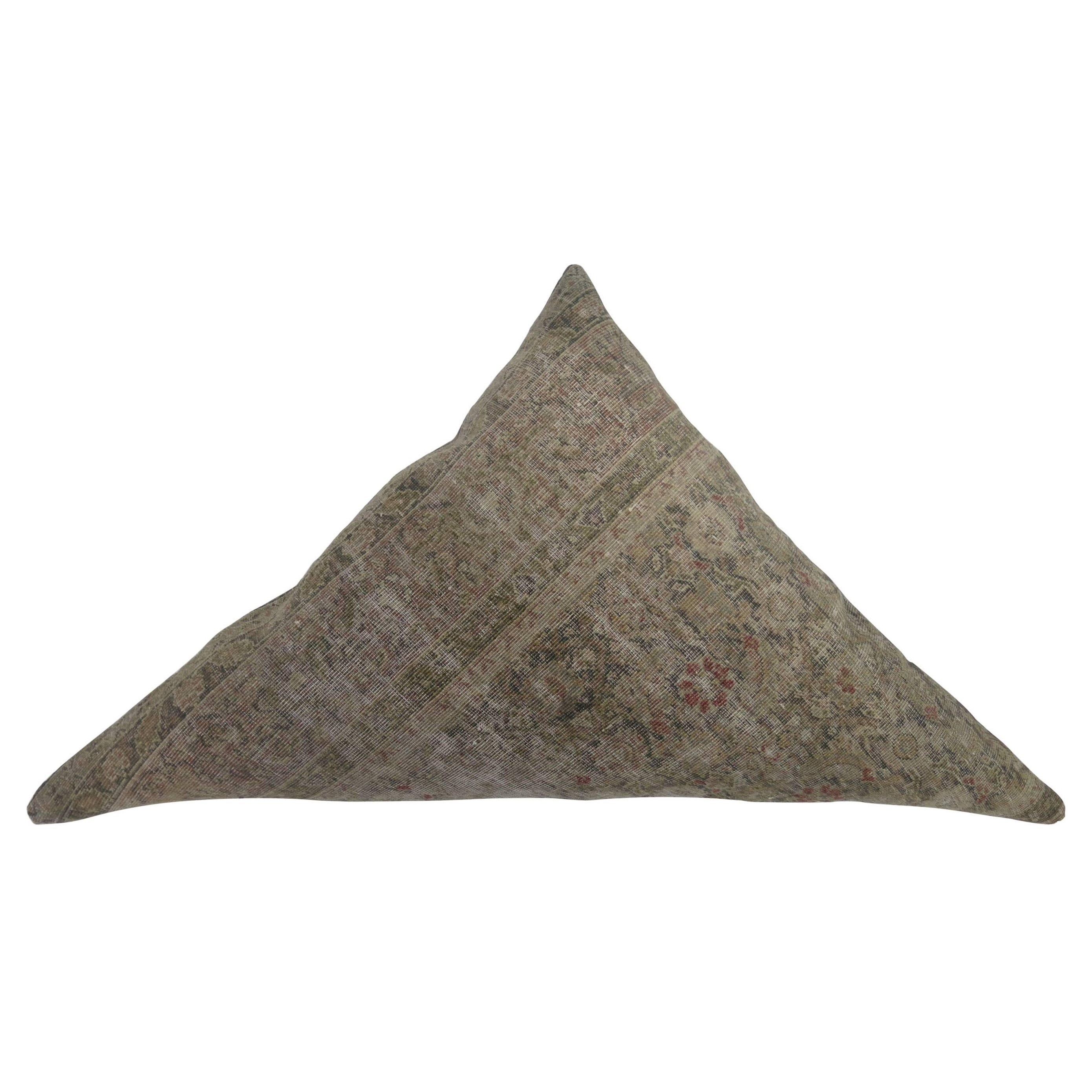 Triangular Shaped Antique Persian Rug Pillow For Sale