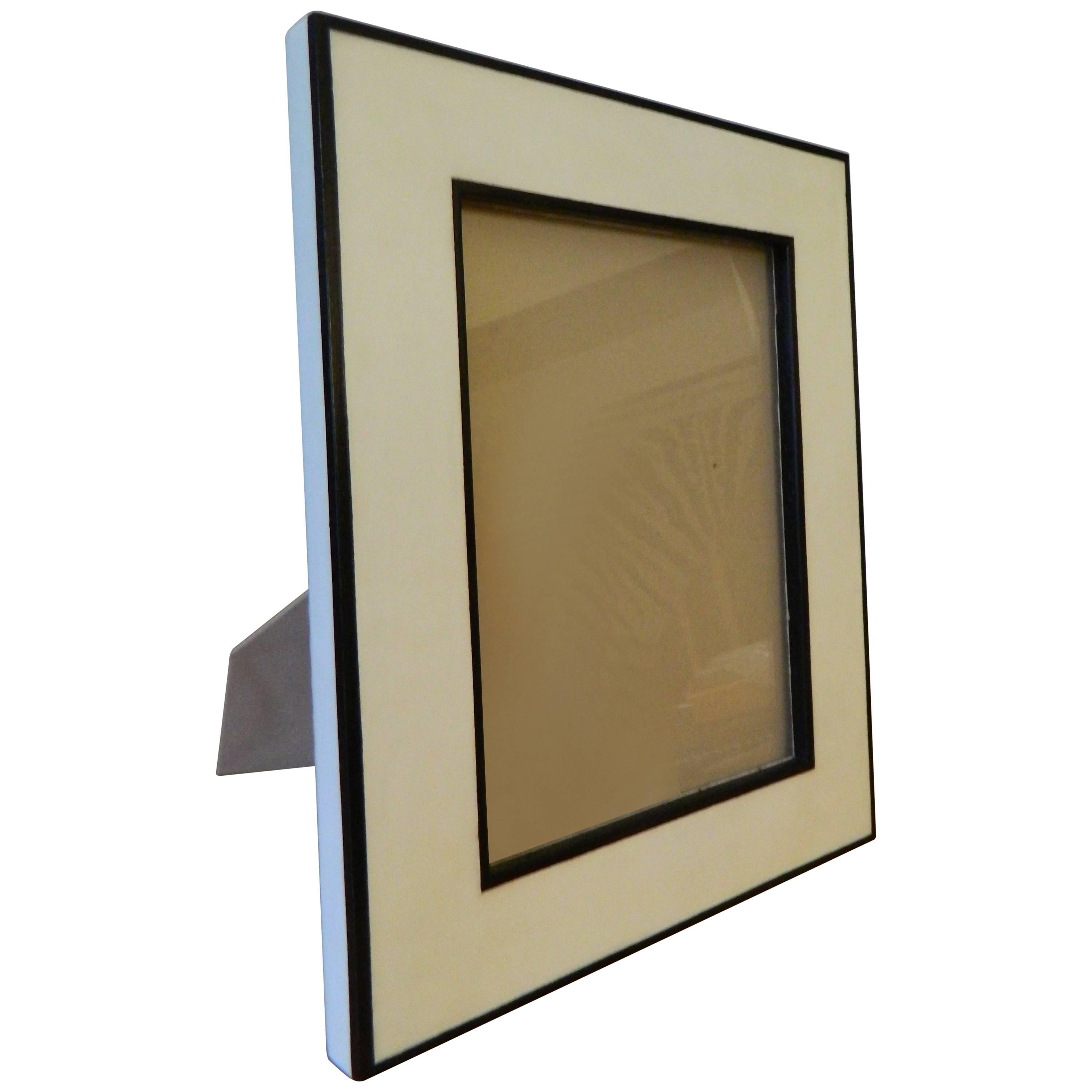 Parchment Picture Frame with Ebony Wood Inlay For Sale