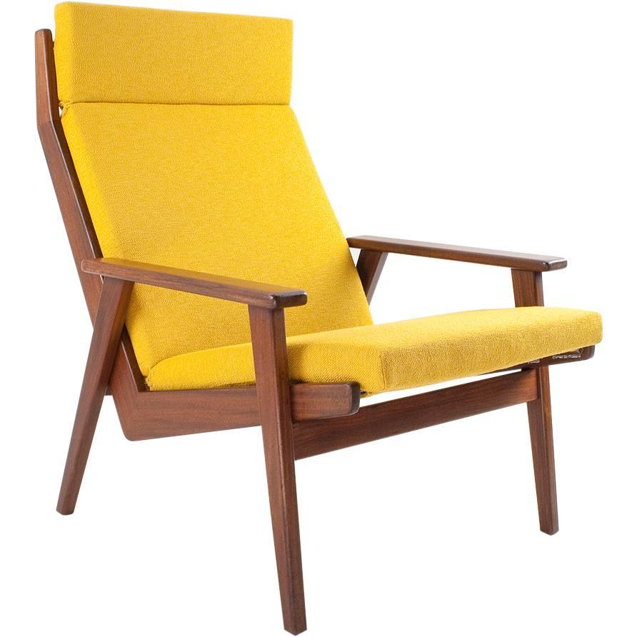 1950s Dutch Easy Chair by Rob Parry Model Lotus in Teak with New Upholstery
