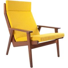 Vintage 1950s Dutch Easy Chair by Rob Parry Model Lotus in Teak with New Upholstery