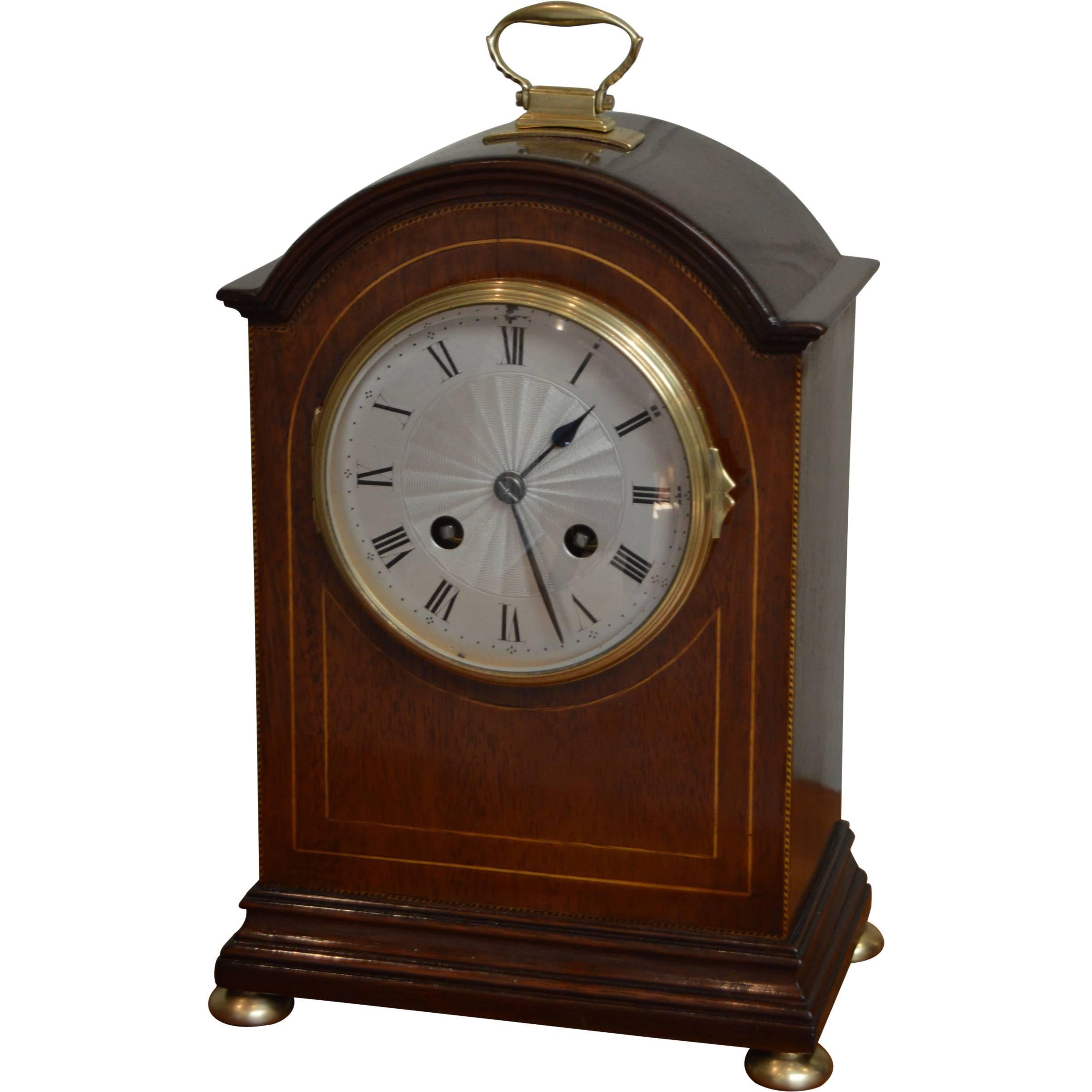 Edwardian Mahogany Striking Mantel Clock
