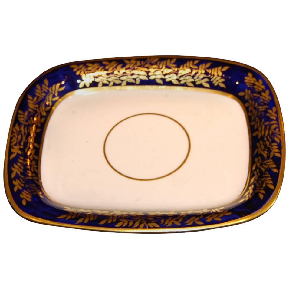 Spode Teapot Stand in Blue and Gold For Sale